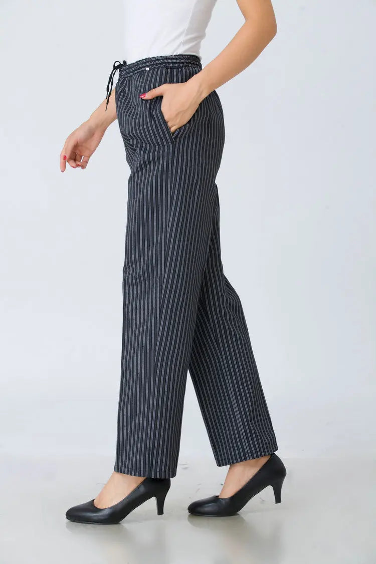 Elastic Women models   Food Service pants stripe Chef Working Pants