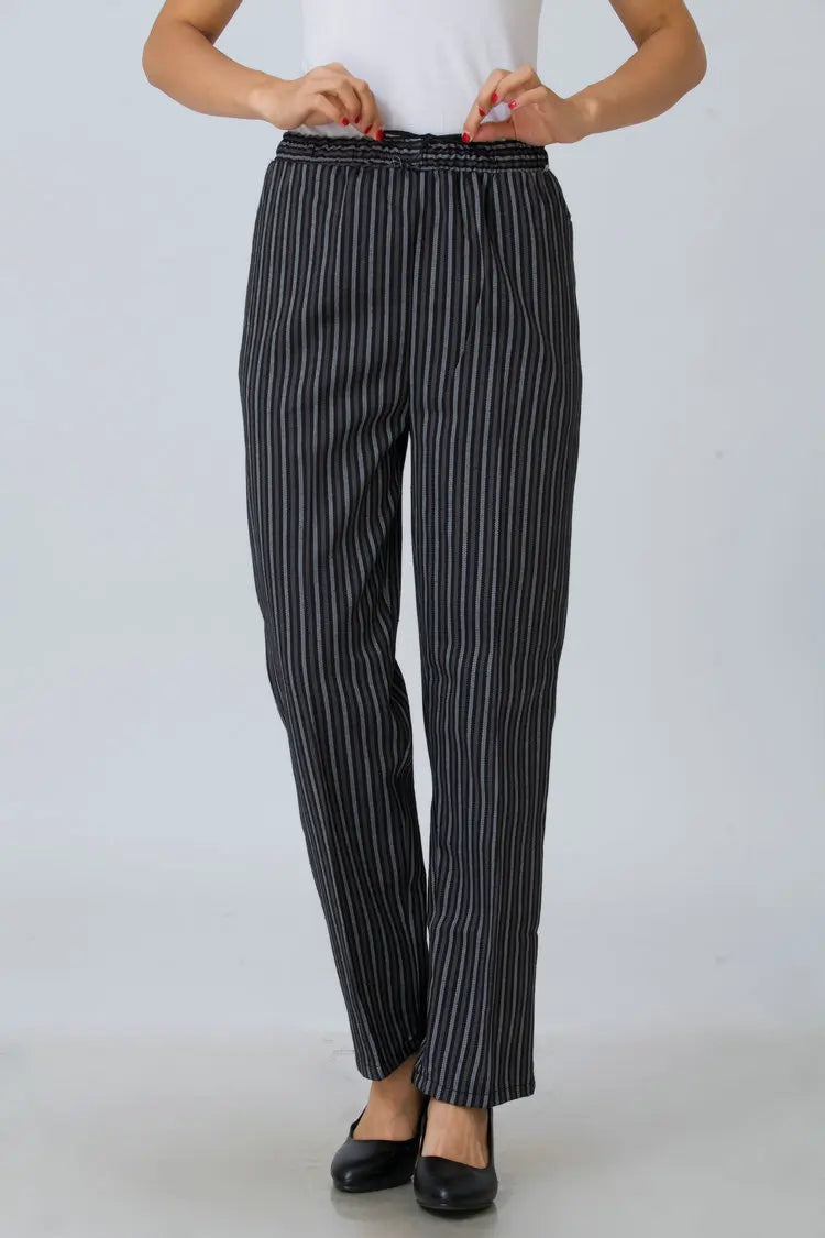 Elastic Women models   Food Service pants stripe Chef Working Pants