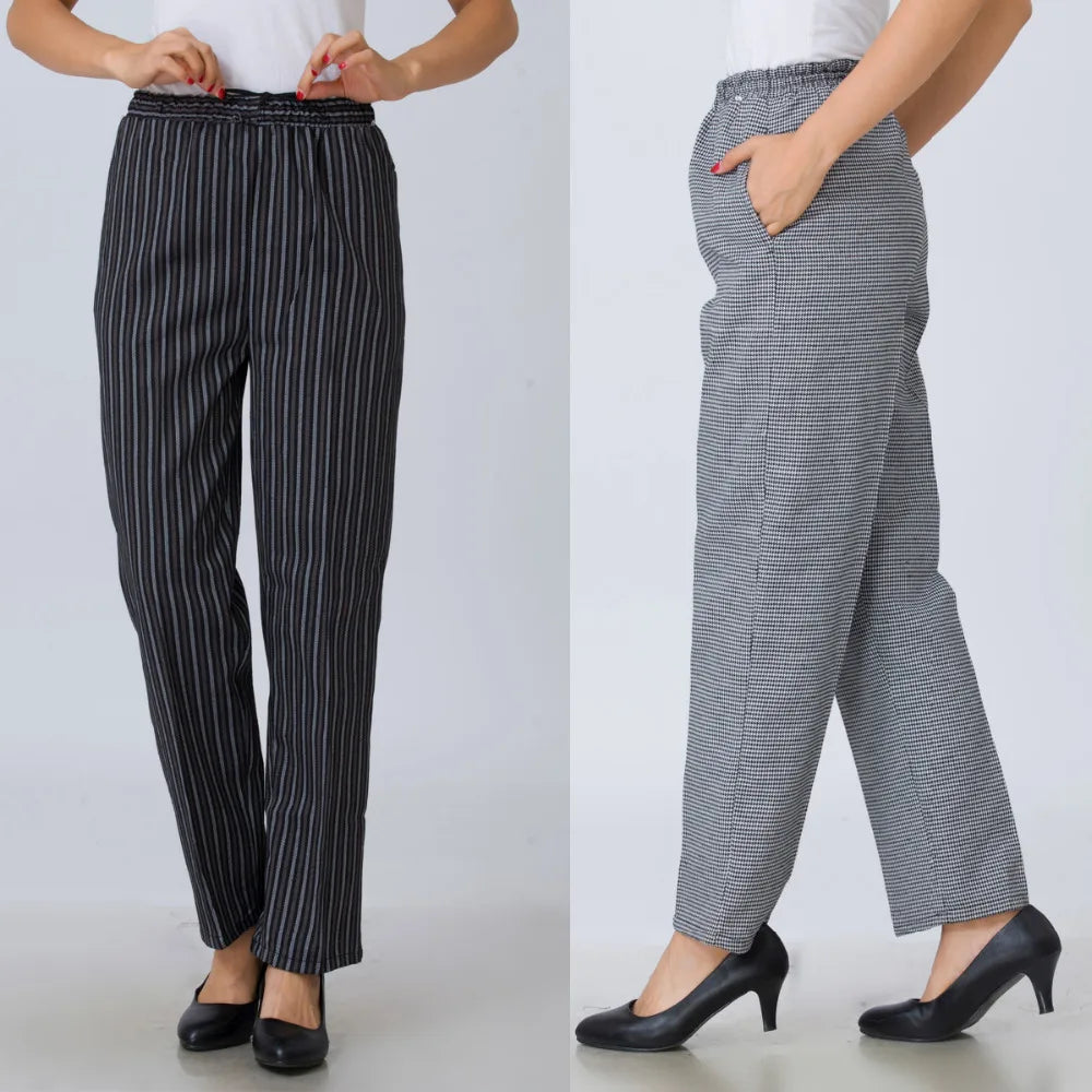 Elastic Women models   Food Service pants stripe Chef Working Pants