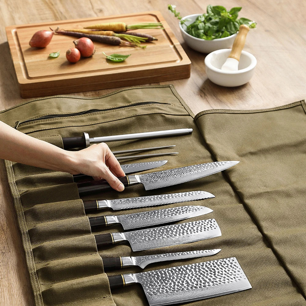 Chef Leather Knife Storage Bag with  Kitchen Knives