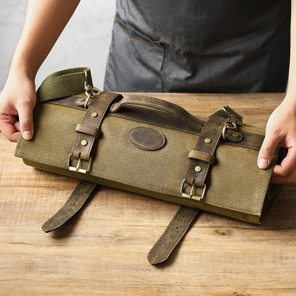 Chef Leather Knife Storage Bag with  Kitchen Knives