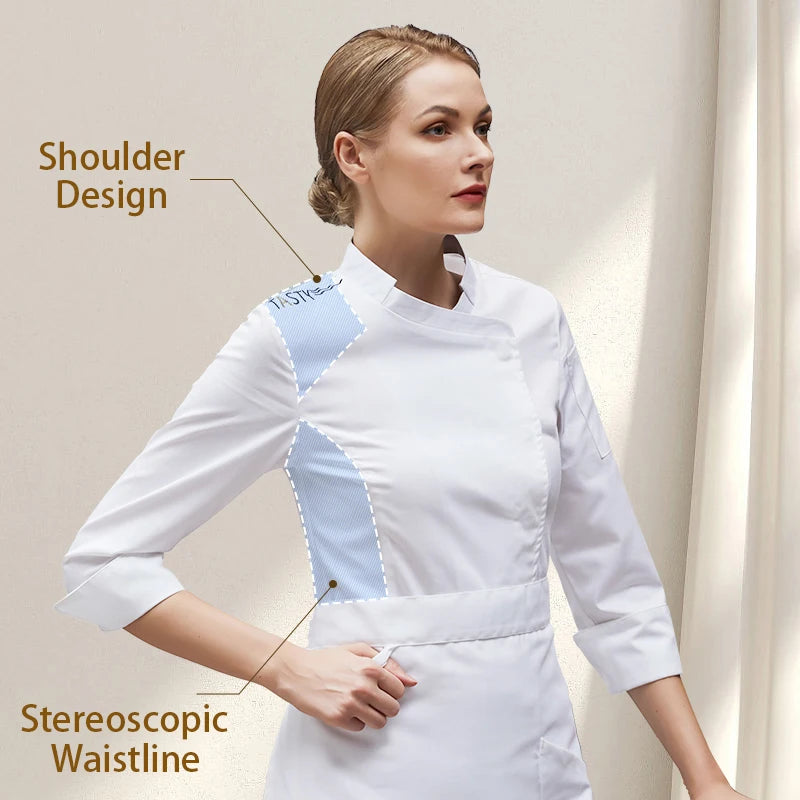 Restaurant Woman  Long Sleeve Chef Jacket Hotel Female Kitchen Uniform