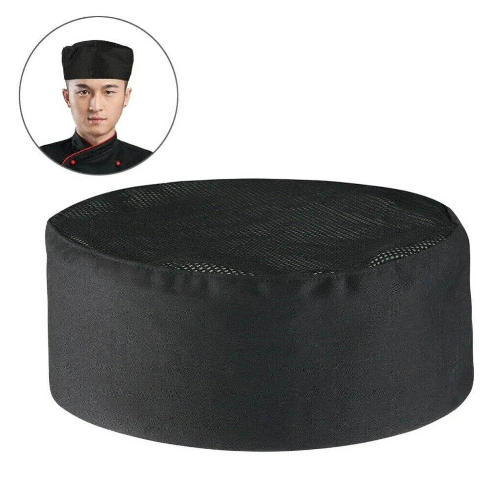 Unisex Doubled Layered Breathable Chef Flat Top Caps