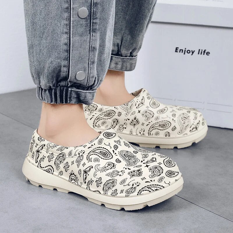 Paisley Slip On Men Chef Shoes for Kitchen