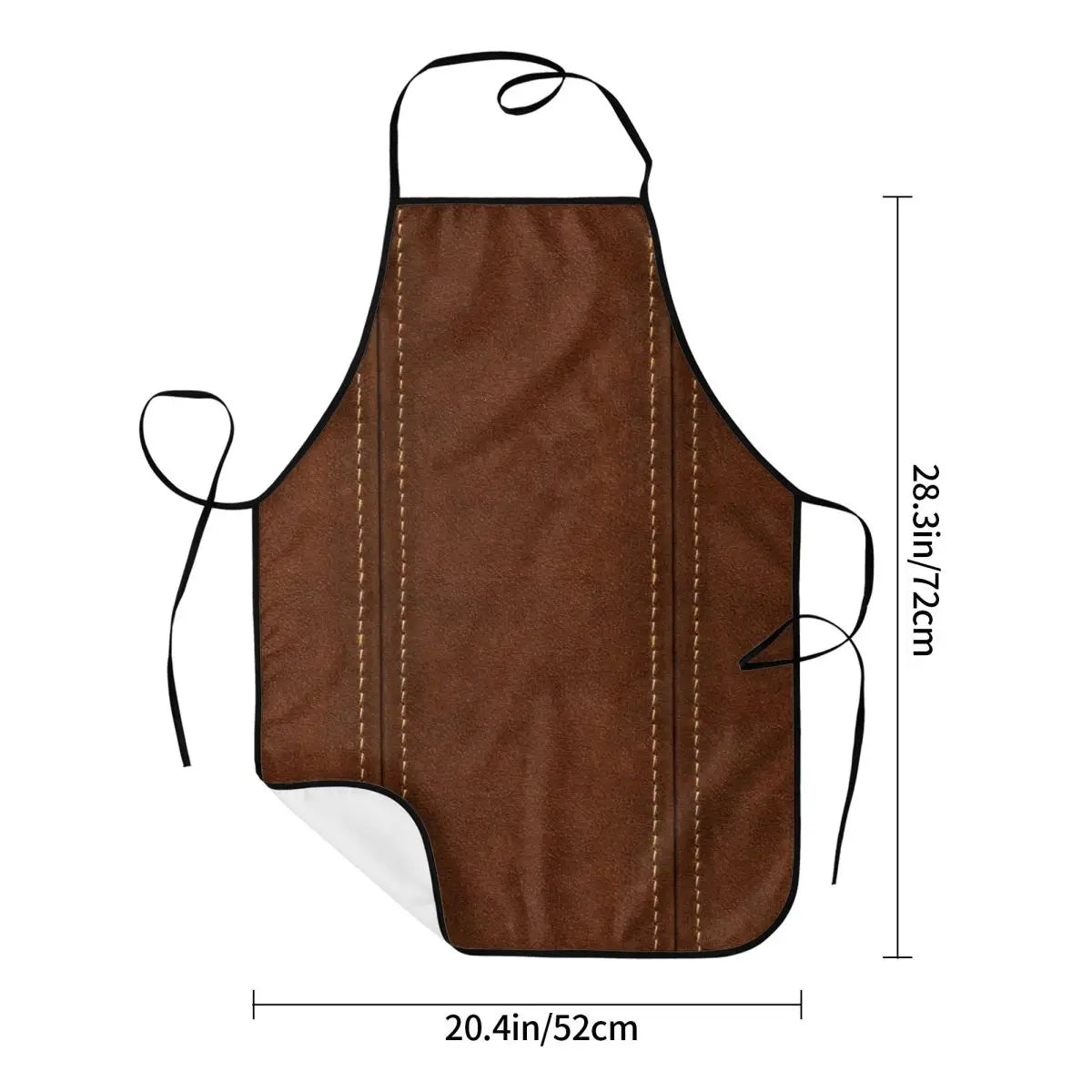 Brown Kitchen Stitched Leather Textures Print Apron