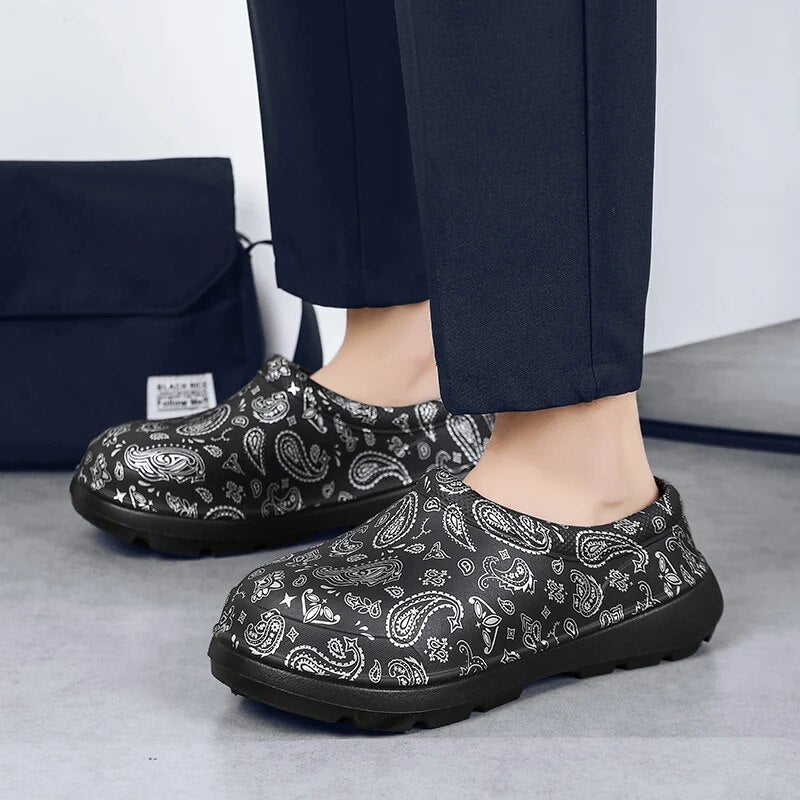 Paisley Slip On Men Chef Shoes for Kitchen