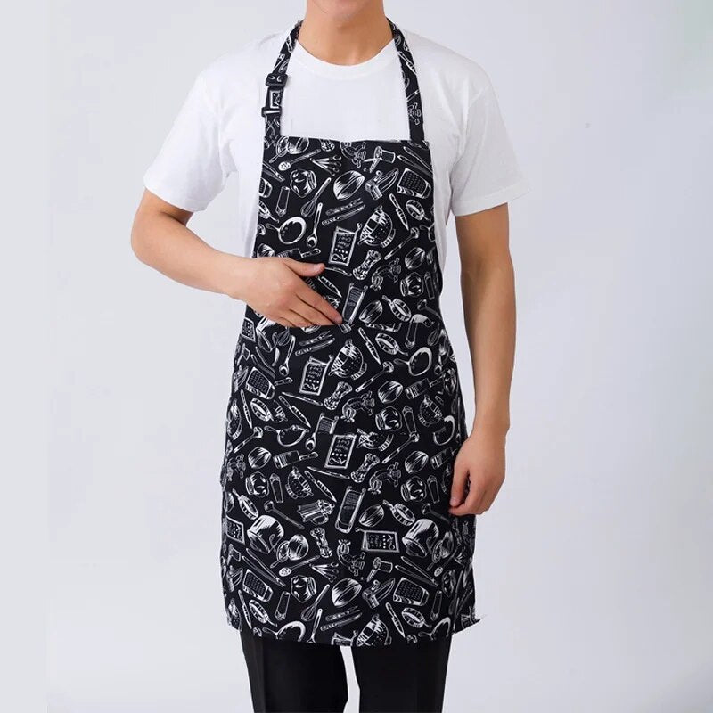 Adjustable Half-length Kitchen Apron For Adult  With 2 Pockets