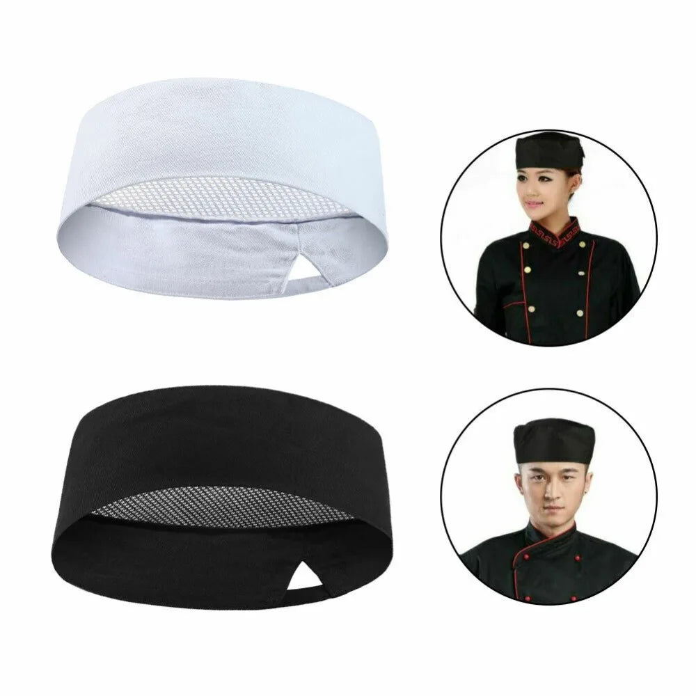 Unisex Doubled Layered Breathable Chef Flat Top Caps