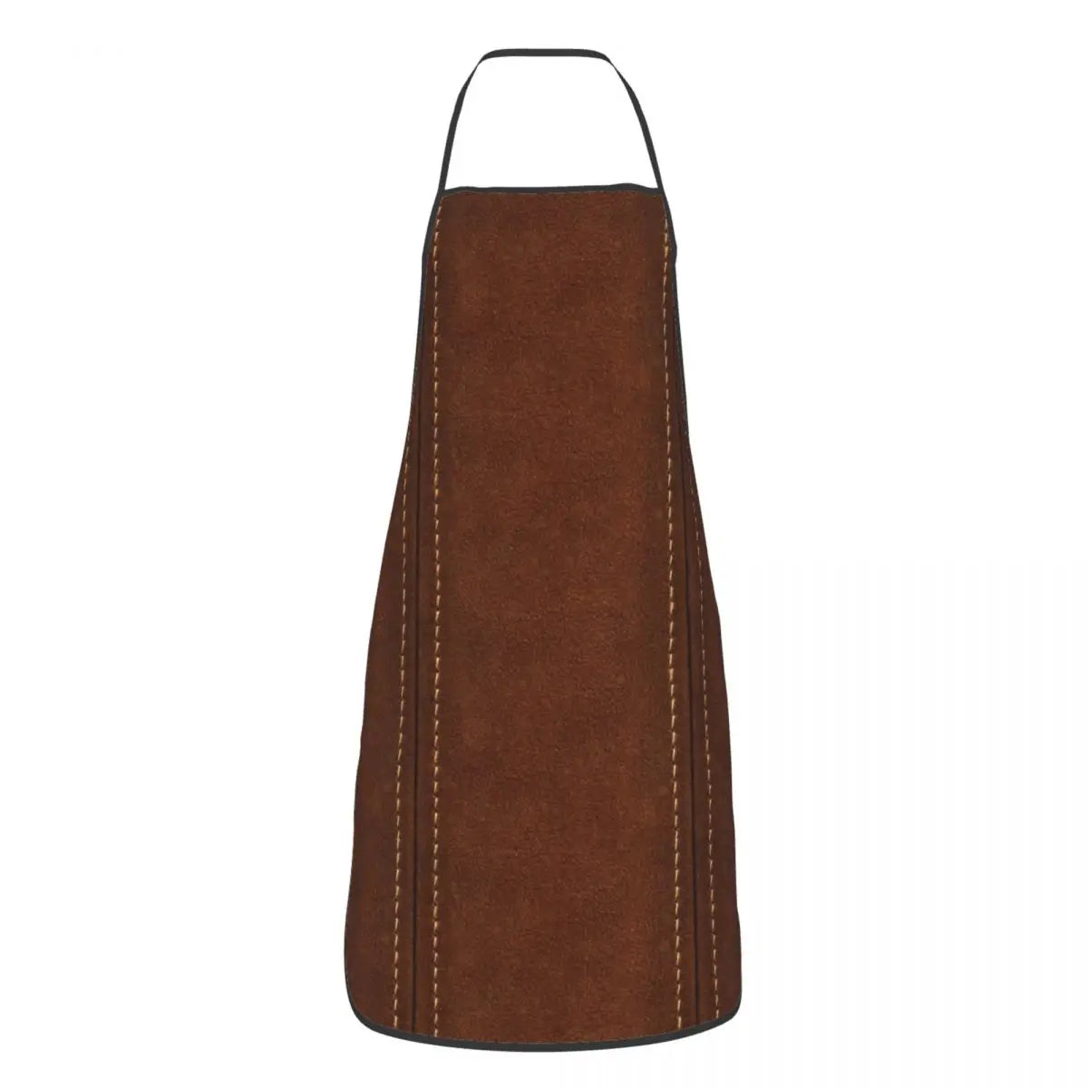 Brown Kitchen Stitched Leather Textures Print Apron