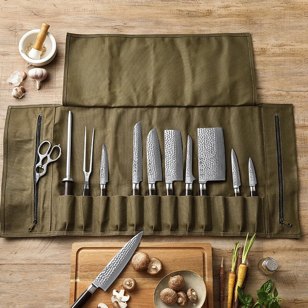 Chef Leather Knife Storage Bag with  Kitchen Knives