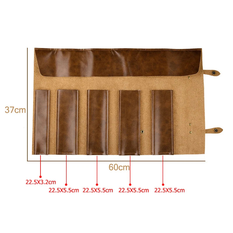 Chef Leather Knife Roll Bag Camping Knife Organizer