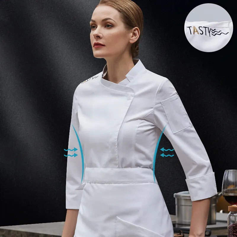 Restaurant Woman  Long Sleeve Chef Jacket Hotel Female Kitchen Uniform