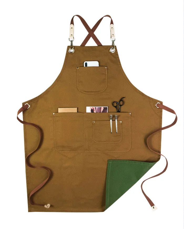 Lather Belt Denim Chef Apron