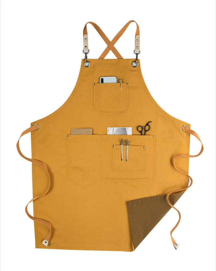 Lather Belt Denim Chef Apron