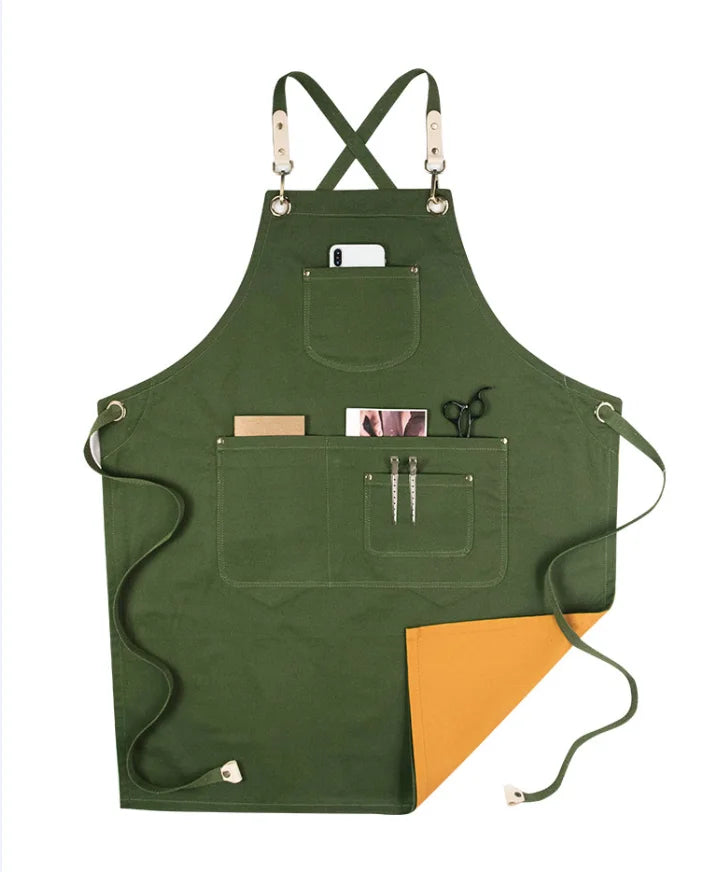 Lather Belt Denim Chef Apron